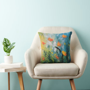 Cojín Decorativo Campanillas – Pradera floral abstracta en movimien