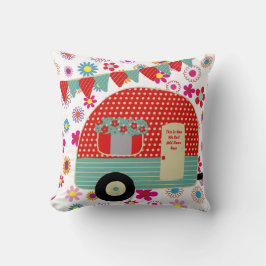 Cojín Decorativo Camper Caravan dice Personalizado Verde Rojo Retro