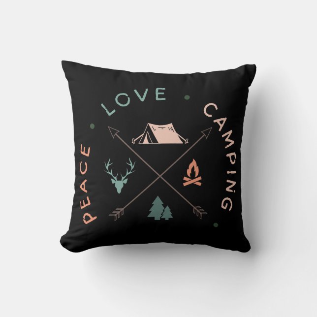 Cojín Decorativo Camping Adventure Peace Love Camping (Anverso)
