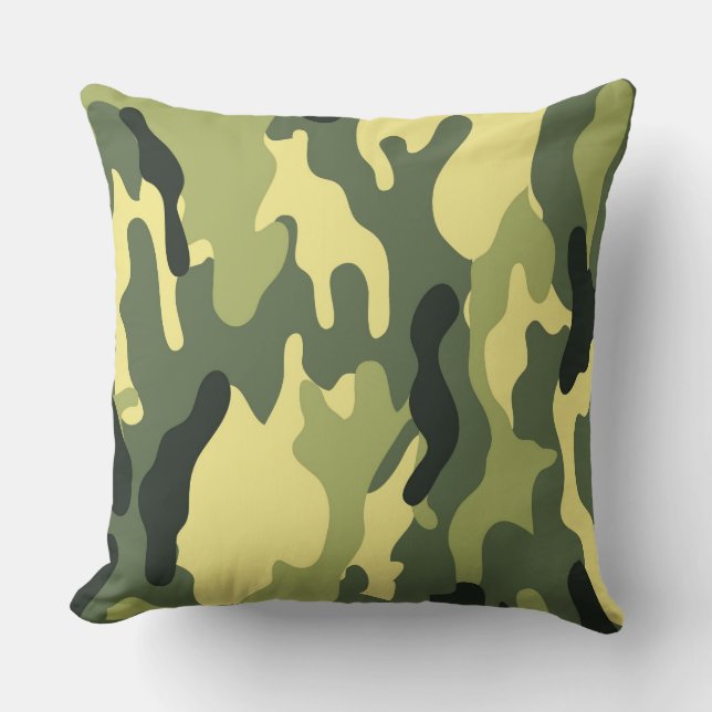 Cojín Decorativo Camping Camo Caza Camuflaje Verde (Anverso)