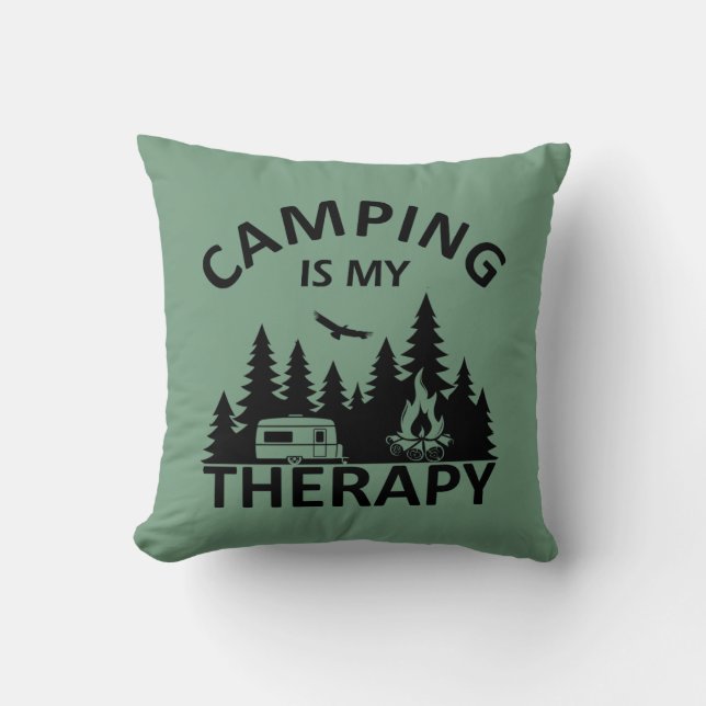 Cojín Decorativo Camping es mi divertido lema de terapia de camper (Anverso)