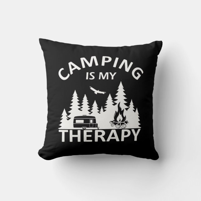 Cojín Decorativo Camping es mi divertido lema de terapia de camper (Anverso)