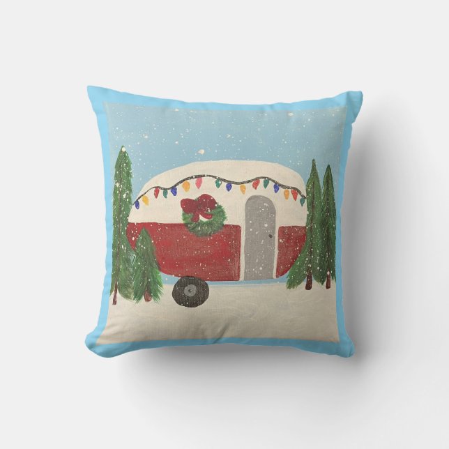 Cojín Decorativo Camping trailer de Navidades (Anverso)