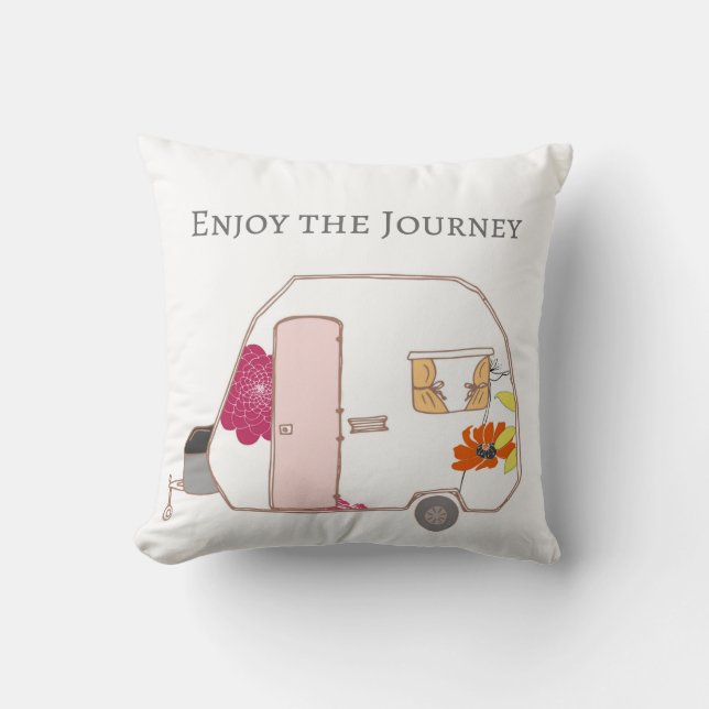 Cojín Decorativo Campista contento - disfrute del viaje (Anverso)