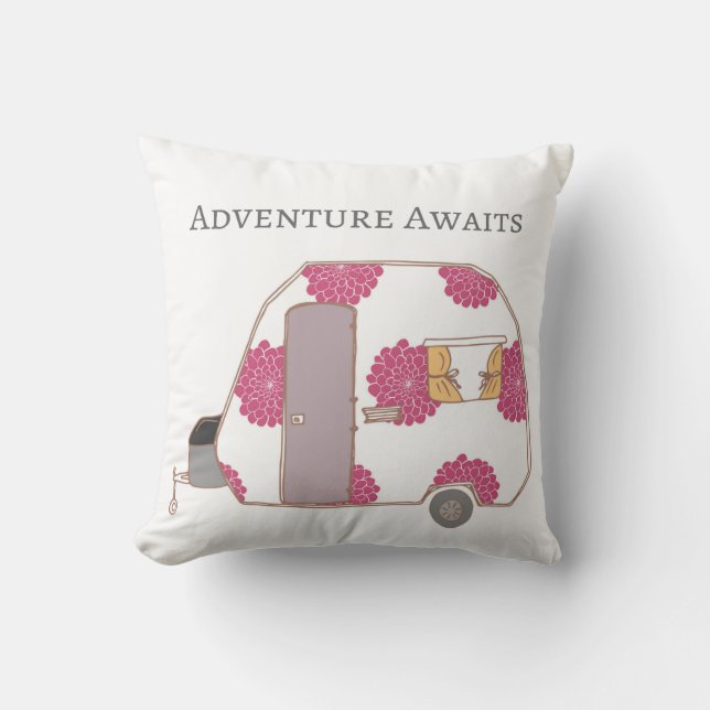 Cojín Decorativo Campista contento - la aventura aguarda (Anverso)