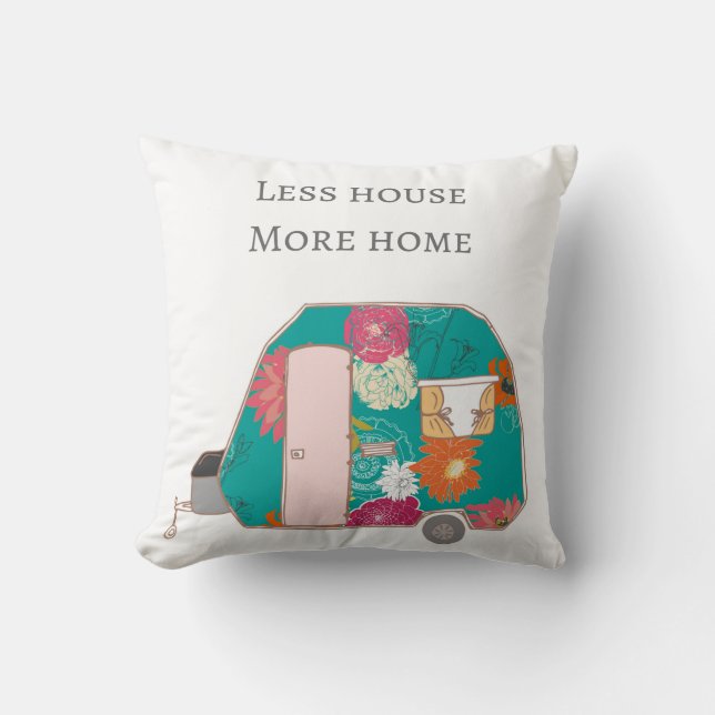 Cojín Decorativo Campista contento - menos casa más hogar (Anverso)