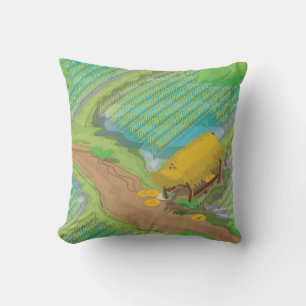 Cojín Decorativo Campo de arroz del lejano oriente