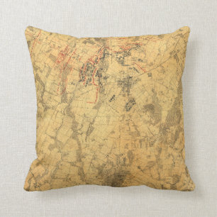 Cojín Decorativo Campo de batalla del mapa de Gettysburg de Juan