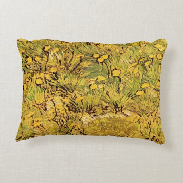 Cojín Decorativo Campo de flores amarillas de Vincent van Gogh (Reverso)