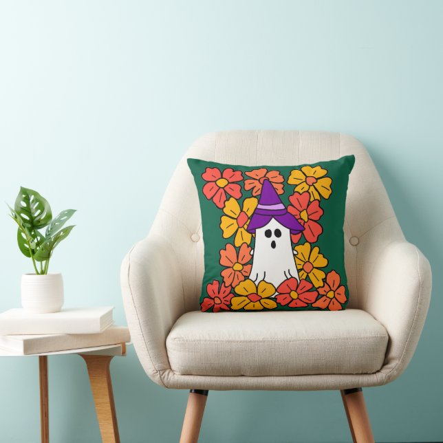 Cojín Decorativo Campo de flores fantasma de Halloween (Silla)