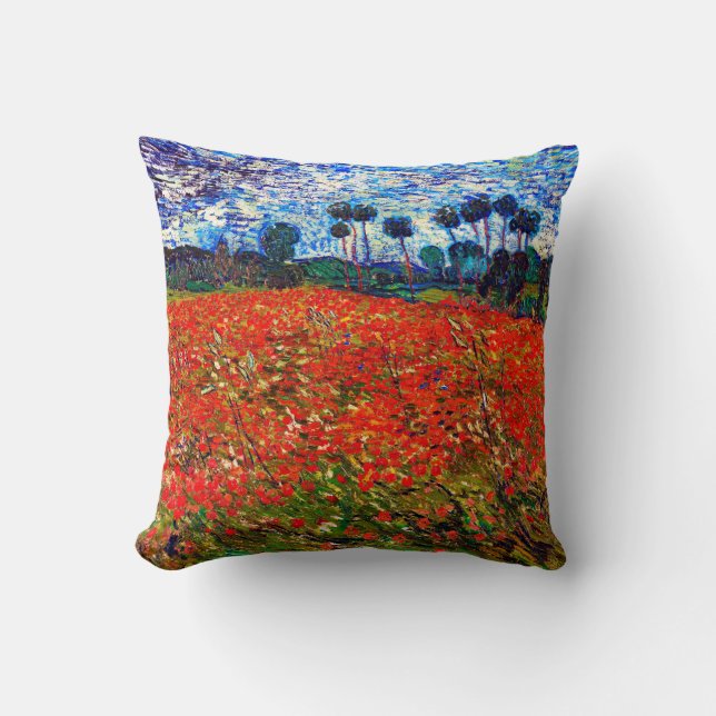 Cojín Decorativo Campo de flores rojas, Van Gogh (Anverso)