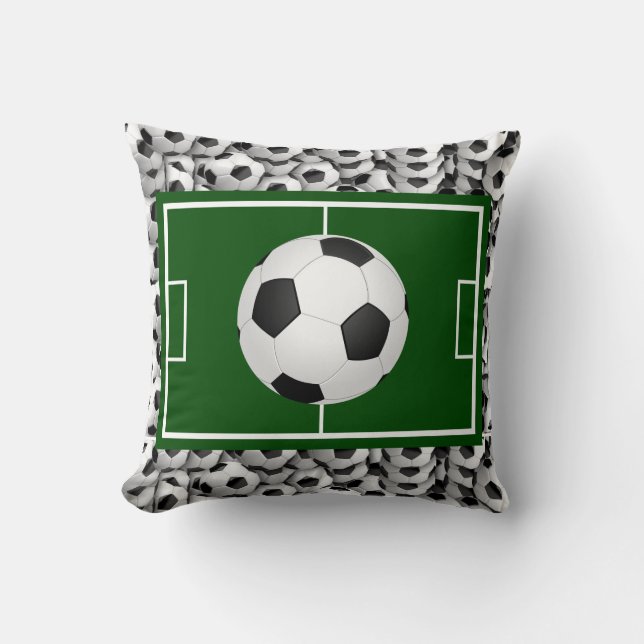 Cojín Decorativo Campo De Fútbol Y Bolas (Anverso)