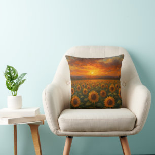 Cojín Decorativo Campo de Girasoles Atardecer