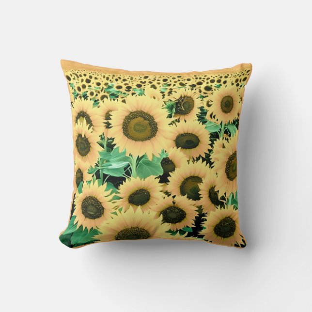 Cojín Decorativo Campo de girasoles dorados (Anverso)