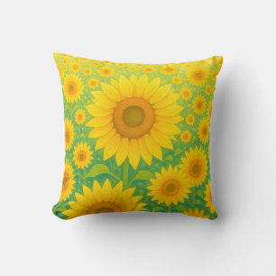Cojín Decorativo Campo de Girasoles Vibrante Patrón