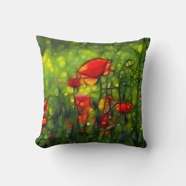 Cojín Decorativo Campo de la amapola (Anverso)