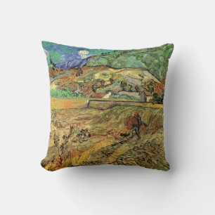 Cojín Decorativo Campo de trigo cercado con campesino de Vincent va