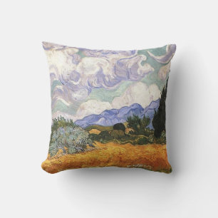 Cojín Decorativo Campo de trigo con ciprés de Van Gogh.