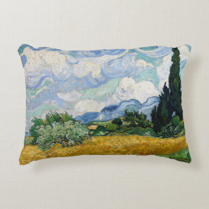 Cojín Decorativo Campo de trigo con cipreses de Vincent Van Gogh