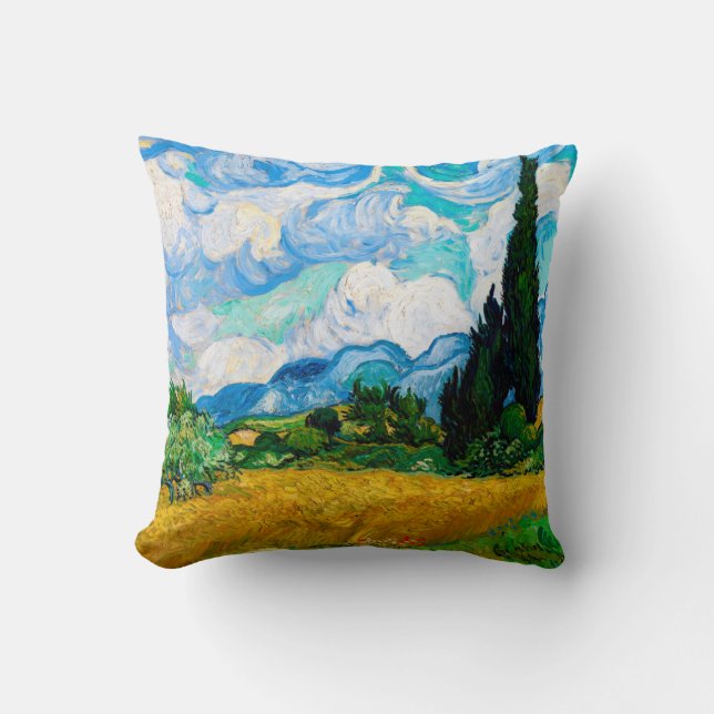 Cojín Decorativo Campo de trigo con cipreses, Van Gogh (Anverso)