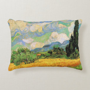 Cojín Decorativo Campo de trigo de Van Gogh con cipreses en Haute G