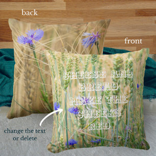 Cojín Decorativo Campo de trigo de verano con flores azules