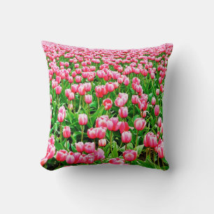 Cojín Decorativo Campo de tulipanes rosados