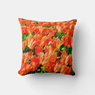 Cojín Decorativo campo naranja de tulipanes