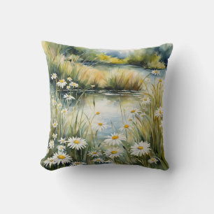 Cojín Decorativo Campo natural de las flores silvestres de verano