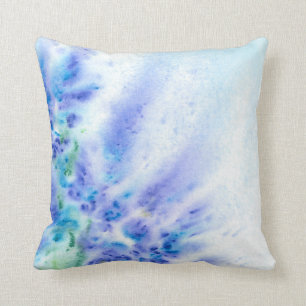 Cojín Decorativo Campo violeta azul de la acuarela abstracta de las