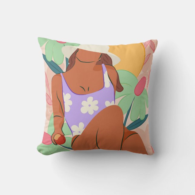 Cojín Decorativo Campos de flores y sol (Anverso)