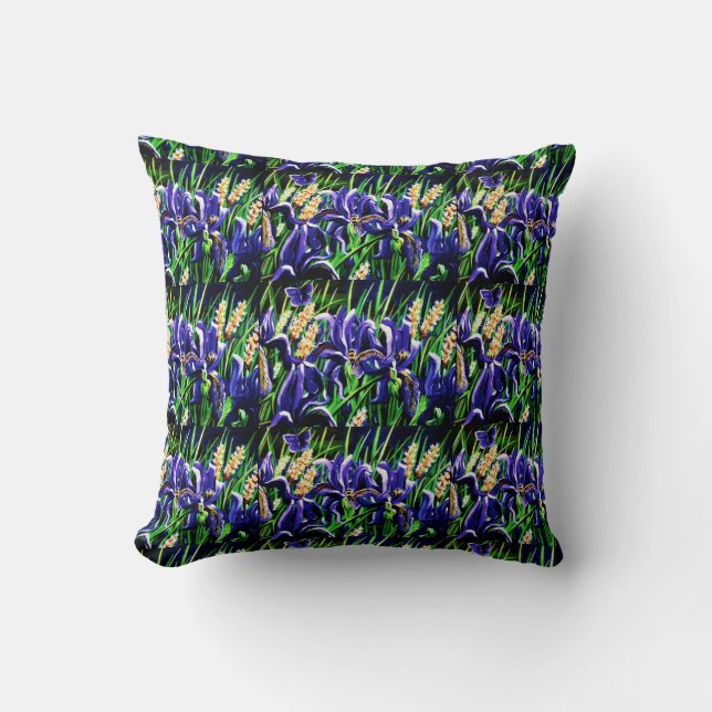 Cojín Decorativo Campos de iris y abejas (Anverso)