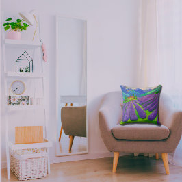 Cojín Decorativo Campos de lavanda frente a las montañas