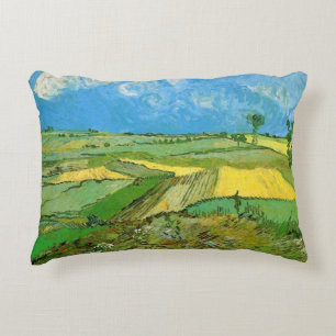 Cojín Decorativo Campos de trigo de Van Gogh en Auvers bajo un ciel