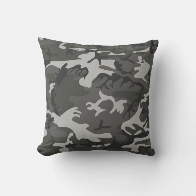 Cojín Decorativo Camuflaje abstracto gris moderno (Anverso)