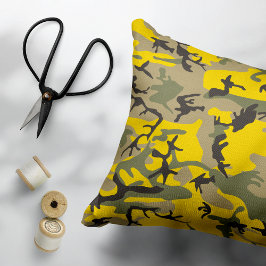 Cojín Decorativo Camuflaje amarillo y verde, ejército, ejército