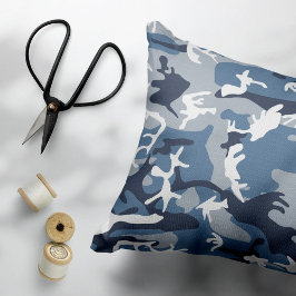 Cojín Decorativo Camuflaje azul de nieve en invierno, ejército