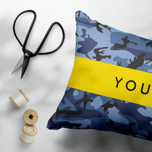 Cojín Decorativo Camuflaje Azul Marino Personaliza tu nombre