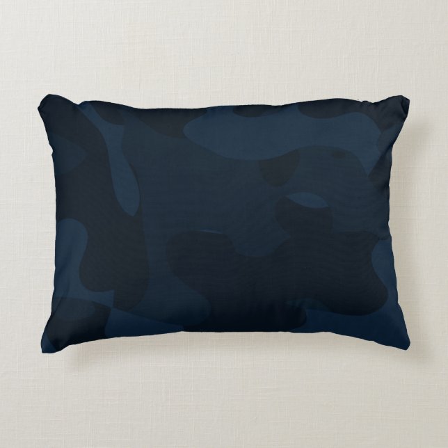 Cojín Decorativo Camuflaje Azul Oscuro Abstracto (Anverso)
