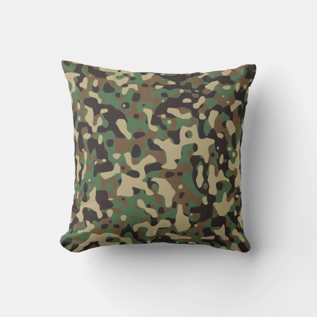 Cojín Decorativo Camuflaje de Camo Gris Verde de Woodland Tan Brown (Anverso)