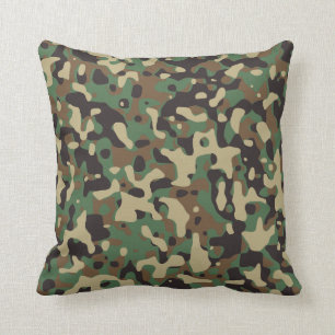 Cojín Decorativo Camuflaje de Camo Gris Verde de Woodland Tan Brown