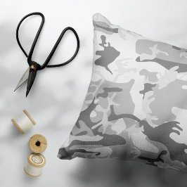 Cojín Decorativo Camuflaje Gris Nieve Invernal, Militar, Ejército