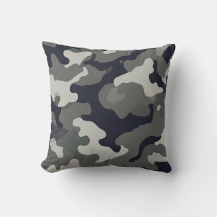 Cojín Decorativo Camuflaje Gris Oscuro - Táctico Moderno y Urbano