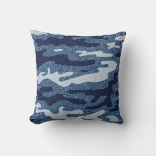 Cojín Decorativo Camuflaje Jeans Background. Vintage Spots Denim