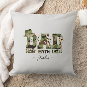 Cojín Decorativo Camuflaje "Papá - hombre, mito, leyenda"