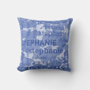 Cojín Decorativo Camuflaje Personalizado Nombre Más Largo Azul
