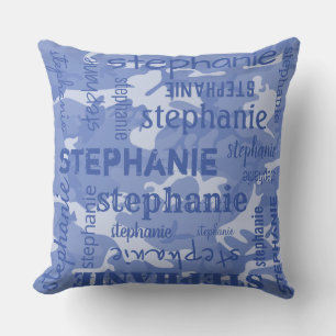 Cojín Decorativo Camuflaje Personalizado Nombre Más Largo Azul