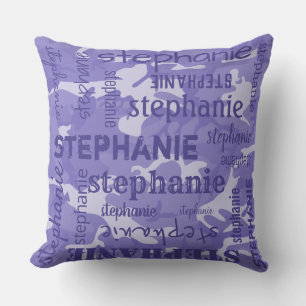 Cojín Decorativo Camuflaje Personalizado Nombre Más Largo Morado