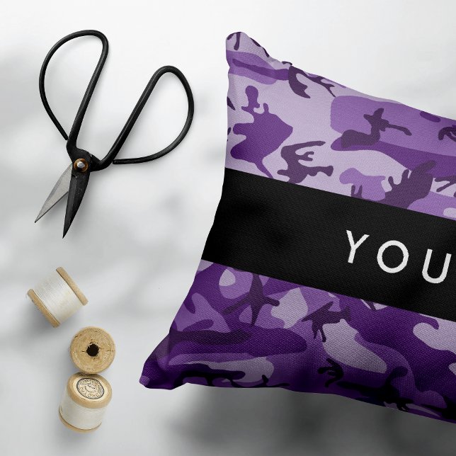 Cojín Decorativo Camuflaje púrpura Tu nombre Personaliza (Subido por el creador)