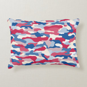 Cojín Decorativo Camuflaje rojo blanco y azul